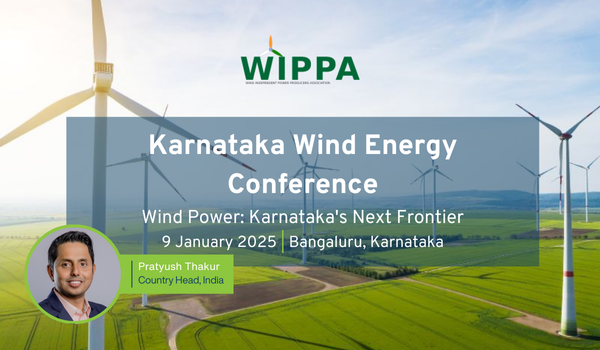 Our Investment Director & Country Head for India, Pratyush Thakur, will be speaking at the Karnataka Wind Energy Conference hosted by the Wind Independent Power Producers Association (WIPPA) on January 9, 2025, in Bangalore, India.